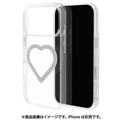 iPhone 17 Pro用 ハイブリッドケース ミニュ 磁力充電対応 ハート型 ラメシルバー 衝撃吸収 TPU＋PC クリア 9041IP5BHPMSV