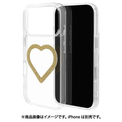 iPhone 17 Pro用 ハイブリッドケース ミニュ 磁力充電対応 ハート型 ラメゴールド 衝撃吸収 TPU+PC クリア 9042IP5BHPMGD