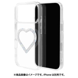 iPhone 17 Pro用 ハイブリッドケース ミニュ 磁力充電対応 ハート型 ダイヤ 衝撃吸収 TPU＋PC クリア 9043IP5BHPMDI