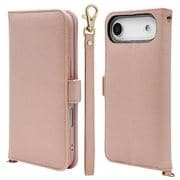 iPhone Air用 手帳型ケース カード入れ おしゃれ スタンド機能 シンプル ハンドストラップ付き サイドマグネット式 ライトピンク 9062IP5CBHSLPK