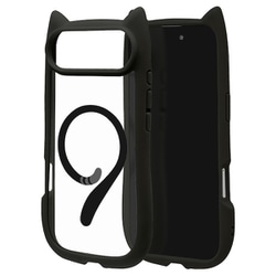 iPhone Air用 ハイブリッドケース 猫耳 衝撃吸収 TPU＋PC かわいい 磁力充電対応 MIL規格 ブラック 9078IP5CHPMBK