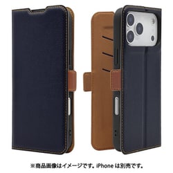 iPhone 17 Pro Max用 手帳型ケース 薄型 カード入れ スタンド機能 衝撃吸収 シンプル サイドマグネット NV BR 9082IP5DBSMNVB