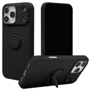 iPhone 17 Pro Max用 ソフトケース TPU 衝撃吸収 さらさら質感 落下防止リング付き スタンド機能 ブラック 9104IP5DTPRBK