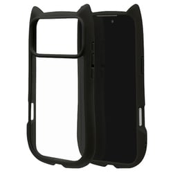 iPhone 17 Pro Max用 ハイブリッドケース 猫耳 衝撃吸収 TPU＋PC かわいい MIL規格 ブラック 9107IP5DHPBK