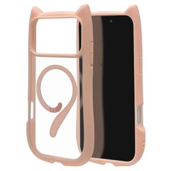 iPhone 17 Pro Max用 ハイブリッドケース 猫耳 衝撃吸収 TPU＋PC かわいい 磁力充電対応 MIL規格 スモーキーピンク 9111IP5DHPMSPK