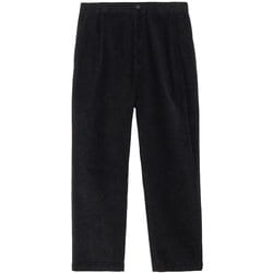 シングルプリーツコーデュロイパンツ ユニセックス ロングパンツ ブラック（K） Sサイズ KSU45342