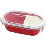 お弁当箱 小判型ランチボックス 1段 600ml レッド AF814