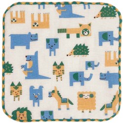 ミニタオル 15×15cm ブロックアニマル サックス L-230704