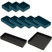 収納トレー 整理トレイ SHIKI 浅型 10個セット 小物収納 ピーコックブルー×ブラック