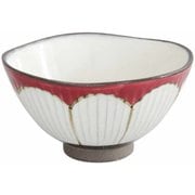 飯碗 11cm しのぎ花 藍花 陶器 波佐見焼 赤 12102