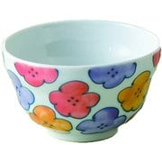 飯碗 花柄 藍花 陶器 波佐見焼 赤 14921