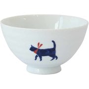 飯碗 11.5cm 気まま猫 藍花 陶器 波佐見焼 赤 15118