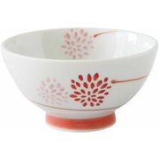 飯碗 11cm 菊ぽんぽん 藍花 陶器 波佐見焼 赤 15157