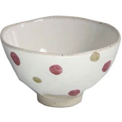 飯碗 11.5cm 水玉 藍花 陶器 波佐見焼 赤 15542