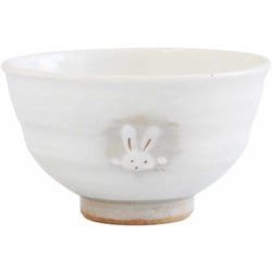 飯碗 11cm 白うさぎ 藍花 陶器 波佐見焼 さび 18492