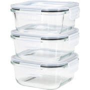 保存容器 520ml 耐熱ガラス保存容器 3個入 スクエア