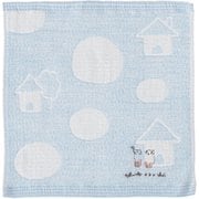 ミニタオル 25×25cm 日本製 Wonderful World by obuchi マイホーム ブルー OBFA-060