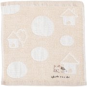 ミニタオル 25×25cm 日本製 Wonderful World by obuchi マイホーム ベージュ OBFA-060