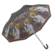 折りたたみ傘 晴雨兼用 49cm 名画折りたたみ傘 アールヌーボー 羽根とローズ AU-02520
