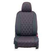 シートカバー 全席セット ミラココア オーバーステッチ ブラック×レッドステッチ 24EDA6501KA