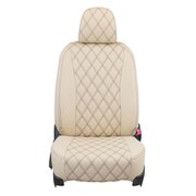 シートカバー 全席セット ミラココア オーバーステッチ アイボリー×ブラウンステッチ 24EDA6501VN