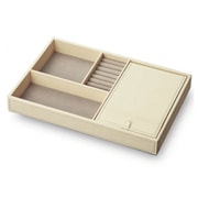 小物収納 レザートレー Lサイズ ミラー付き アクセサリー ホワイト MB-03511