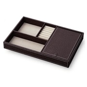 小物収納 レザートレー Lサイズ ミラー付き アクセサリー ブラウン MB-03512
