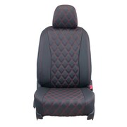 シートカバー 全席セット ヴィッツ オーバーステッチ ブラック×レッドステッチ 24ETB1056KA