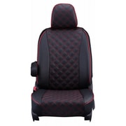 シートカバー 全席セット ハイエースバン / レジアスエースバン キルト ブラック×レッドステッチ 15ETC1631D