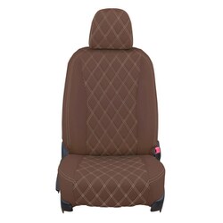 シートカバー 全席セット ハイエースバン / レジアスエースバン オーバーステッチ ブラウン×アイボリーステッチ 24ETC1631NV