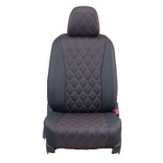 シートカバー 全席セット ハイゼットカーゴ / サンバーバン / ピクシスバン オーバーステッチ ブラック×レッドステッチ 24EDA6604KA