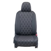 シートカバー 全席セット ハイゼットカーゴ / サンバーバン オーバーステッチ ブラック×ホワイトステッチ 24EDA6605KW