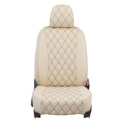 シートカバー 全席セット ハイゼットカーゴ / サンバーバン オーバーステッチ アイボリー×ブラウンステッチ 24EDA6605VN