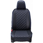 シートカバー 全席セット ワゴンR / ワゴンRスティングレー / AZワゴン / AZワゴンカスタムスタイル キルト ブラック×ブルーステッチ 15ESA0630E