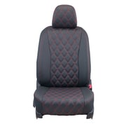 シートカバー 全席セット ワゴンR / AZワゴン オーバーステッチ ブラック×レッドステッチ 24ESA0631KA