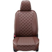 シートカバー 全席セット アウトランダーPHEV キルト ブラウン×アイボリーステッチ 15EMB7533N