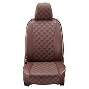 シートカバー 全席セット デリカD：5 キルト ブラウン×アイボリーステッチ 15EMC7601N