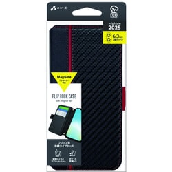 iPhone 17用 Magsafeアクセサリー対応 手帳型ケース カーボン/レッドライン AC-P25-PB CBR