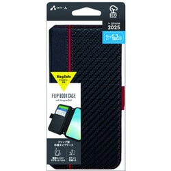 iPhone 17 Pro用 Magsafeアクセサリー対応 手帳型ケース カーボン/レッドライン AC-P25P-PB CBR