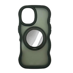 iPhone 17用 Magsafeアクセサリー対応 ミラー＆スタンド付きウェーブフィット背面ケース ブラック AC-P25-WA BK