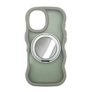 iPhone 17用 Magsafeアクセサリー対応 ミラー＆スタンド付きウェーブフィット背面ケース グレー AC-P25-WA GY