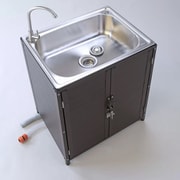 アルミ囲いステンレス流し台 60cm 収納 ストッカー 流し台 シンク 手洗い場 蛇口 水栓 作業場 深型 洗い物 DIY BBQ ガーデン 農作業 家庭菜園 ガーデニング TAN-3035
