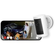 Ring Outdoor Cam Plus Battery(リング アウトドアカム プラス バッテリー) ホワイト 屋外用 セキュリティカメラ スマートホーム ナイトビジョン ローライトサイト機能 バッテリーモデル IP65等級 配線工事不要 Ring Homeプラン30日間無料体験付き B0D4RM82BN