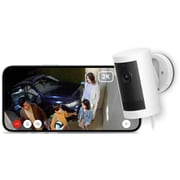 Ring Outdoor Cam Plus Plug-In(リング アウトドアカム プラス プラグイン) ホワイト 屋外用 セキュリティカメラ スマートホーム ナイトビジョン ローライトサイト機能 電源アダプターモデル IP65等級 Ring Homeプラン30日間無料体験付き B0D4RMQZV4