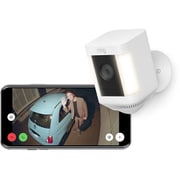 Ring Spotlight Cam Plus Battery(リング スポットライトカム プラス バッテリー) ホワイト 屋外用 セキュリティカメラ スマートホーム センサーライト付き バッテリーモデル IP65等級 配線工事不要 Ring Homeプラン30日間無料体験付き B09J6FWP3Z