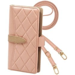 2wayQS-IP13-WP [iPhone 13 用 ケース 手帳型 2Way スマホショルダー スマホケース キルティング くすみカラー ニュアンスカラー エレガンテ Elegante/ウォームピンク]