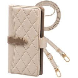 Xperia10 IV 用 ケース 手帳型 2Way スマホショルダー スマホケース キルティング くすみカラー ニュアンスカラー エレガンテ Elegante/ライトグレージュ 2wayQS-XP10-4LG