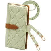 2wayQS-AQSE4-PG [AQUOS sense4/4lite/4basic/sense5G 用 ケース 手帳型 2Way スマホショルダー スマホケース キルティング くすみカラー ニュアンスカラー エレガンテ Elegante/ペールグリーン]