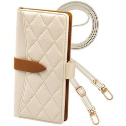 AQUUS wish/wish2 用 ケース 手帳型 2Way スマホショルダー スマホケース キルティング くすみカラー ニュアンスカラー エレガンテ Elegante/アイボリー 2wayQS-AQWI-IV