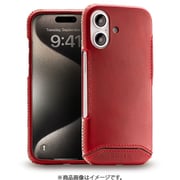 NM-GLFCIP05/RD [iPhone16用 Genuine Leather Full Coverage 本革ケース Magsafe対応 ハンドメイド レッド]